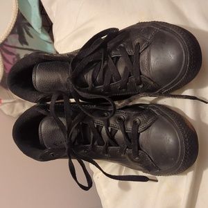 Converse black leather high tops